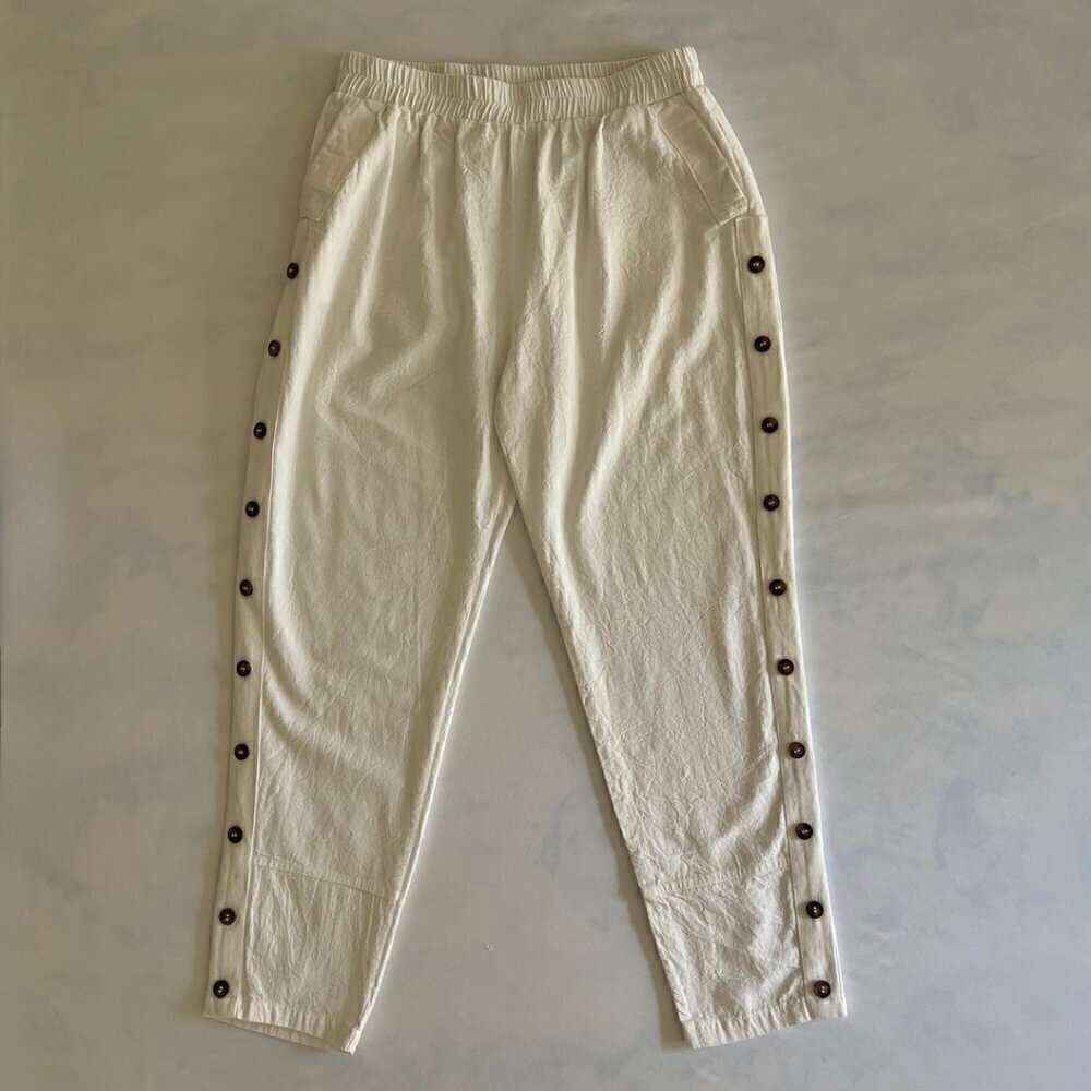 Women's Off-White Cotton "Linen Style" Pants Size M